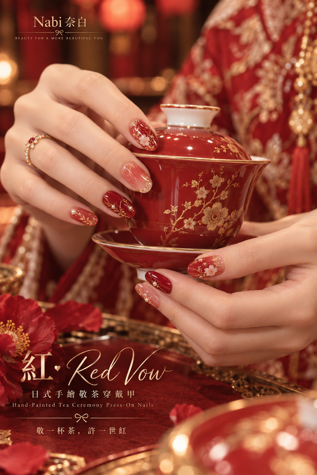 紅・Red Vow 敬茶穿戴甲 真人實戴
